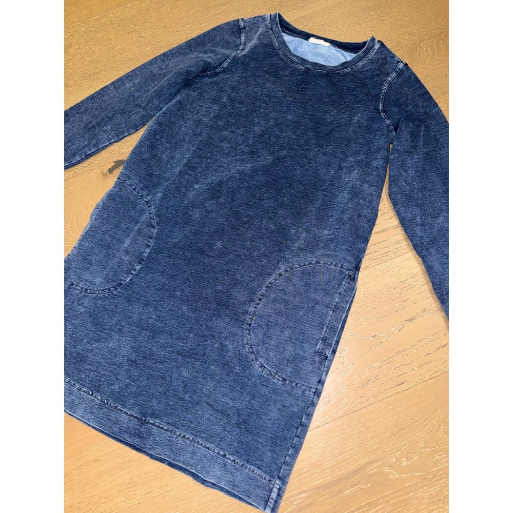 Jane and Delancey Blue Acid Wash Long Sleeve Sweatshirt Dress with Pockets Small - Picture 3 of 5